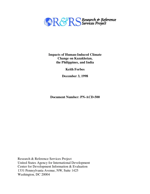 Impacts of human-induced climate change on Kazakhstan, the Philippines, and India