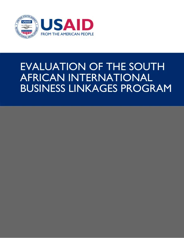 Evaluation of the South African international business linkages program
