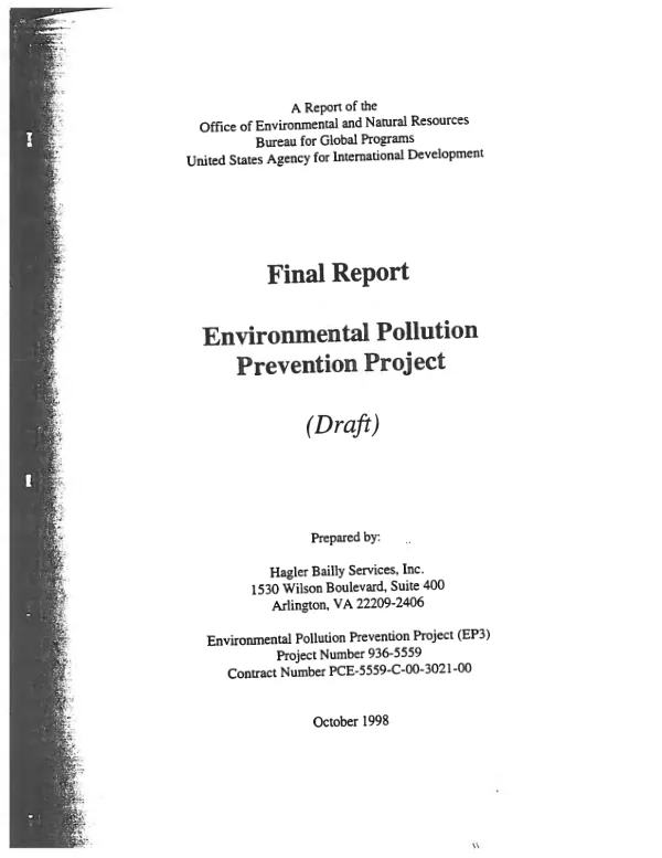 Final report : environmental pollution prevention project (draft)
