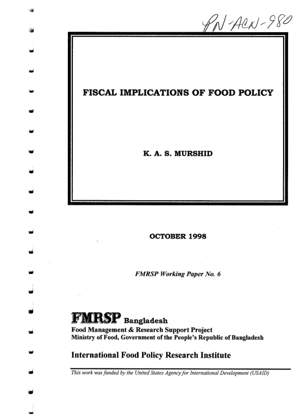 Fiscal implications of food policy