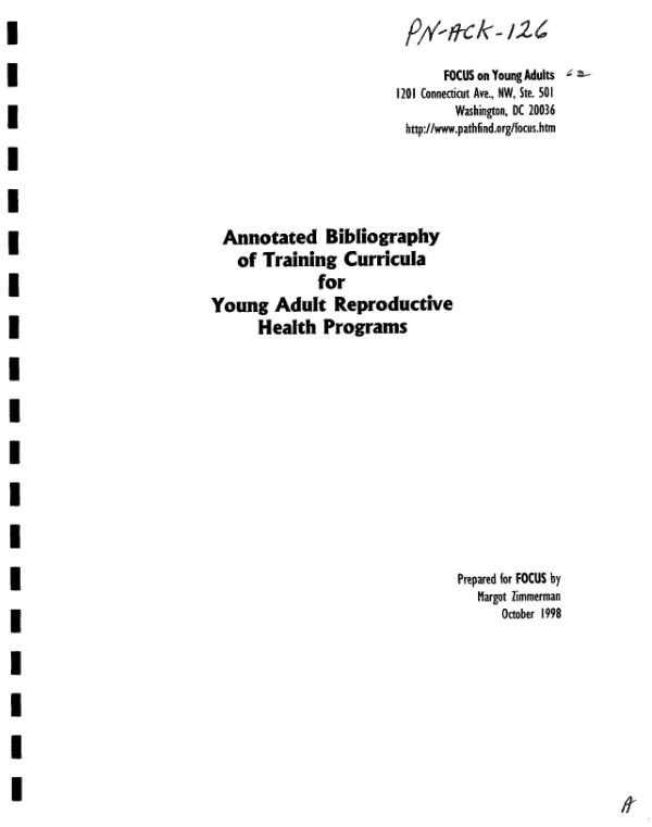 Annotated bibliography of training curricula for young adult reproductive health programs