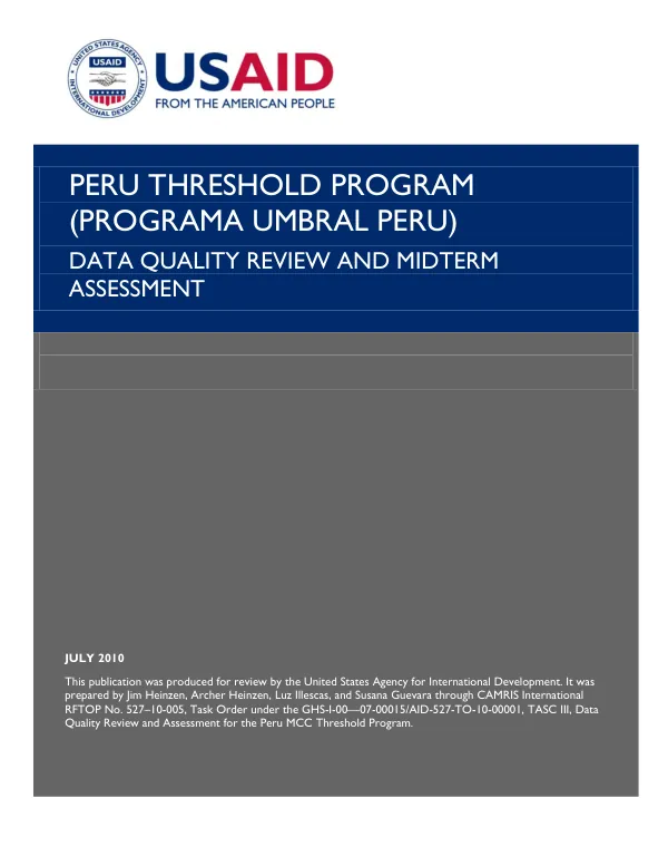 Peru threshold program (programa umbral Peru) : data quality review and midterm assessment