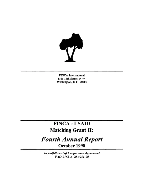 FINCA [International]-USAID matching grant II : fourth annual report -- [contract no.] FAO-0158-A-00-4031-00