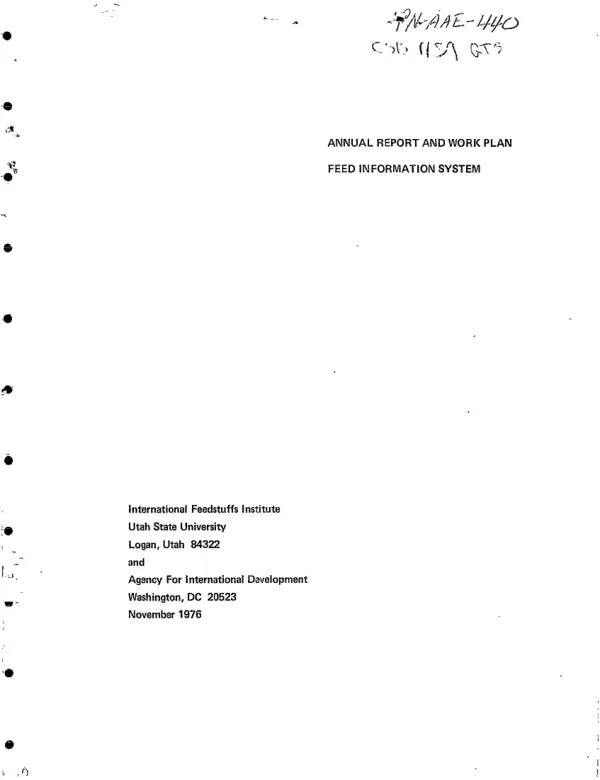 Improved feed nutrition information; annual report, 1975/1976