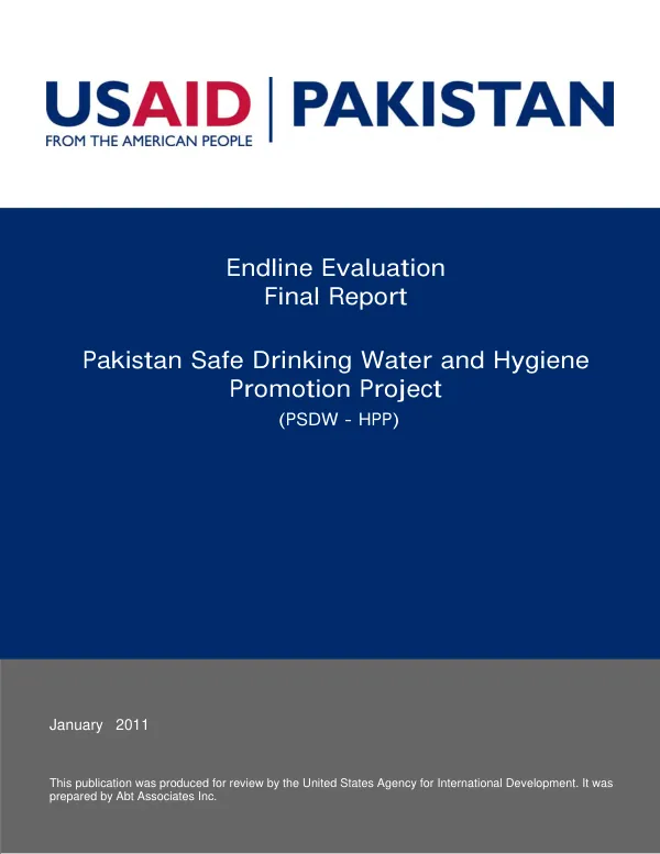 Pakistan safe drinking water and hygiene promotion program : endline evaluation