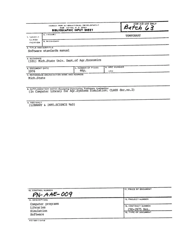 Software standards manual