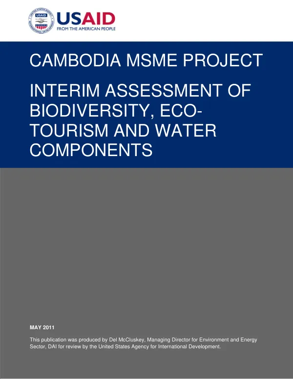 Cambodia MSME Project Interim Assessment of Biodiversity, Eco-Tourism and Water Components