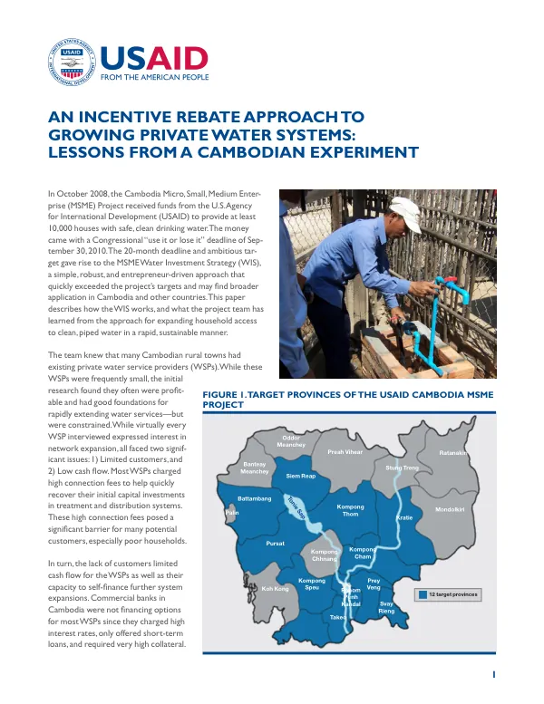 An Incentive Rebate Approach to Growing Private Water Systems: Lessons from a Cambodian Experiment