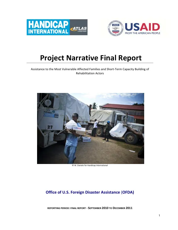 Project narrative final report : reporting period -- September 2010 to December 2011