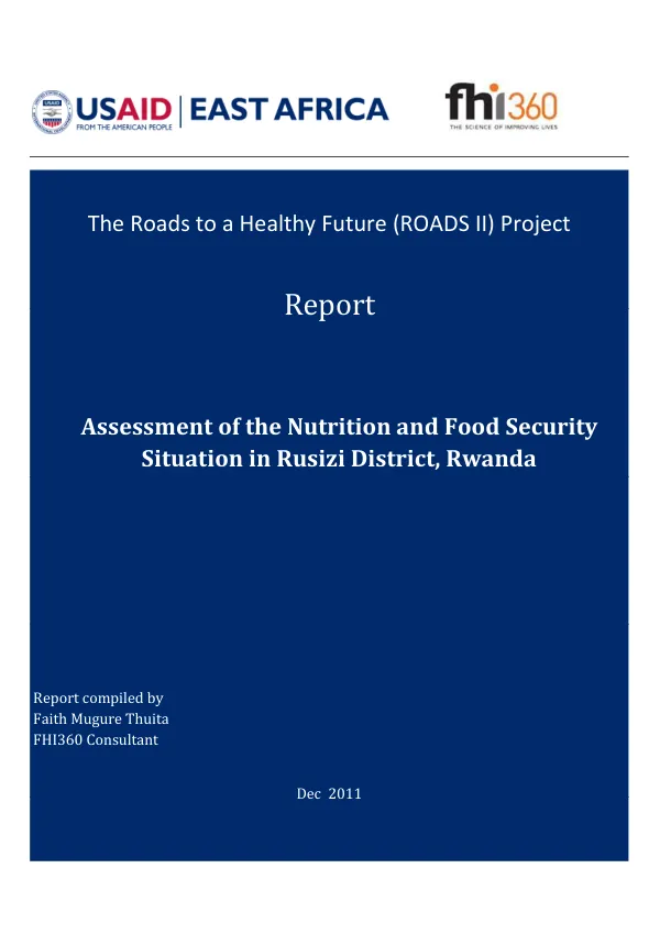 Assessment of the Nutrition and Food Security Situation in Rusizi District, Rwanda