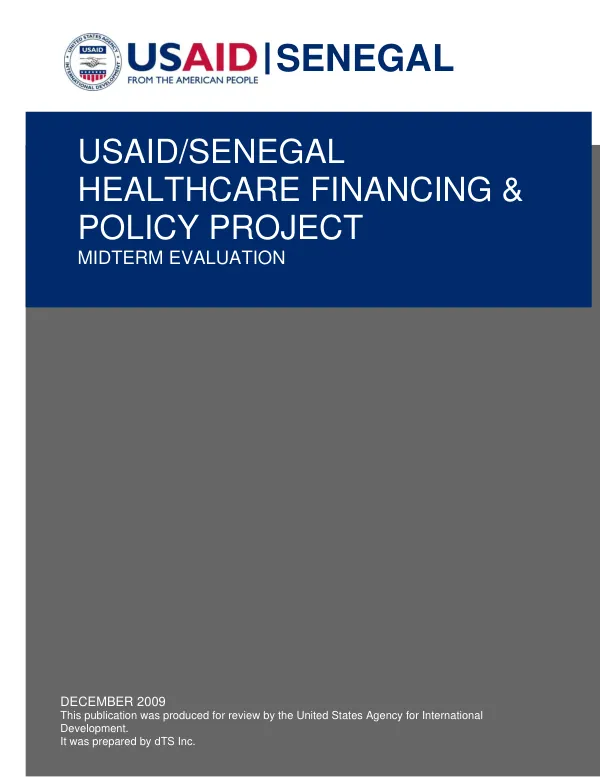 USAID/Senegal healthcare financing & policy project : midterm evaluation
