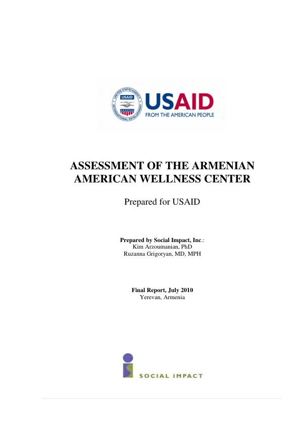Assessment of the Armenian American Wellness Center