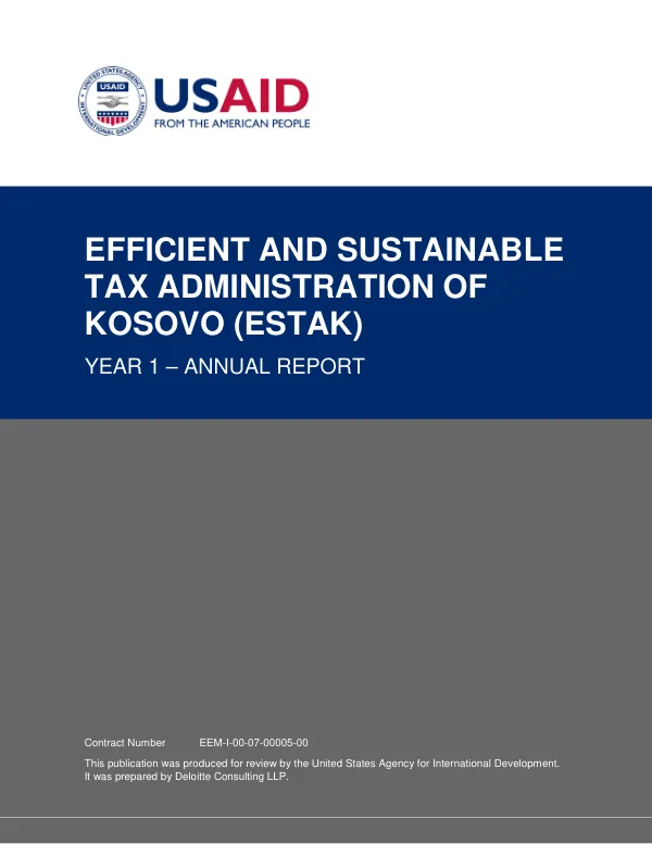 Kosovo ESTAK Annual Year 1 Report