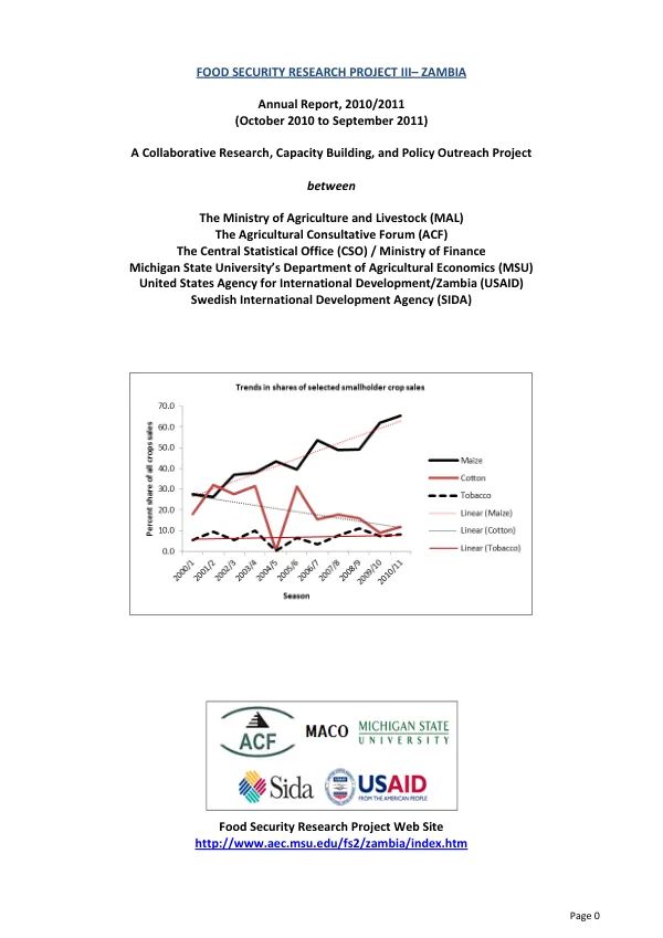 Food security research project III - Zambia : annual report, 2010/2011 -- (October 2010 to September 2011)