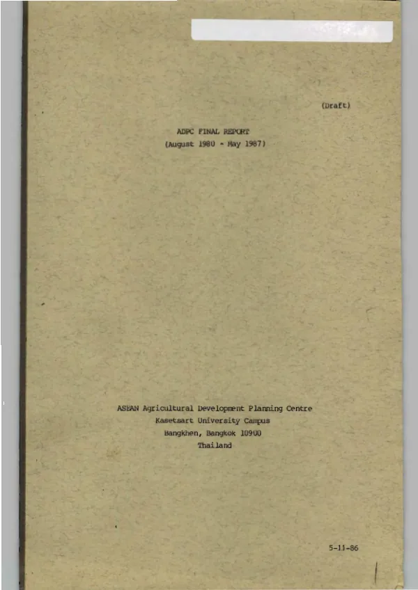 ADPC final report (August 1980 - May 1987)