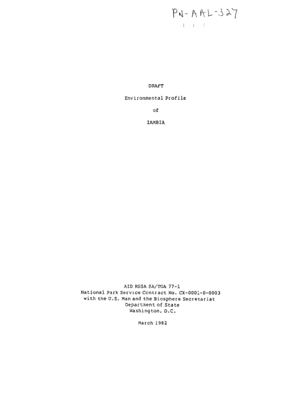Draft environmental profile of Zambia