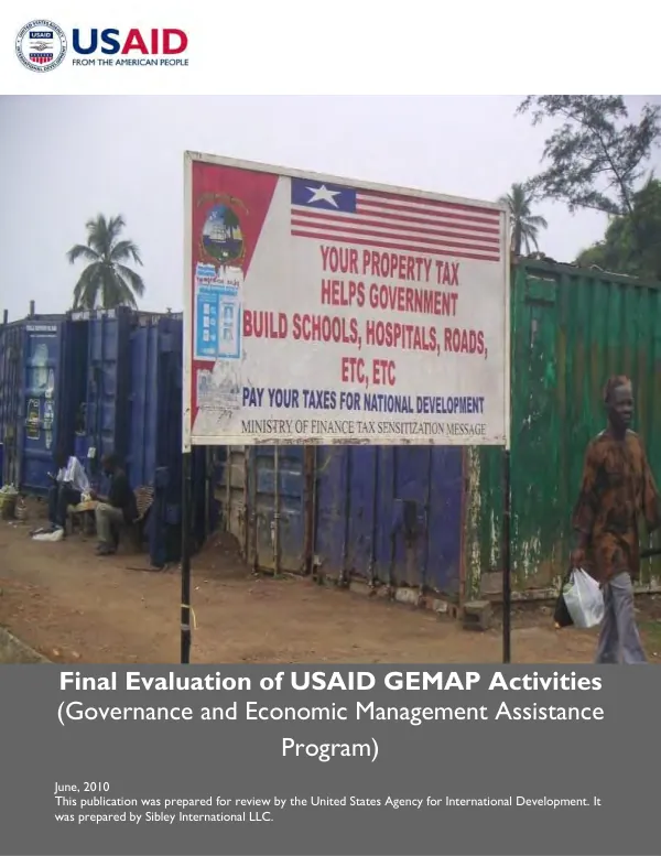 An evaluation of USAID/Liberia's GEMAP activities - (The Governance and Economic Management Assistance Program)