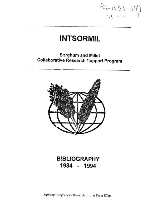 INTSORMIL, sorghum and millet collaborative research support program : bibliography, 1984-1994