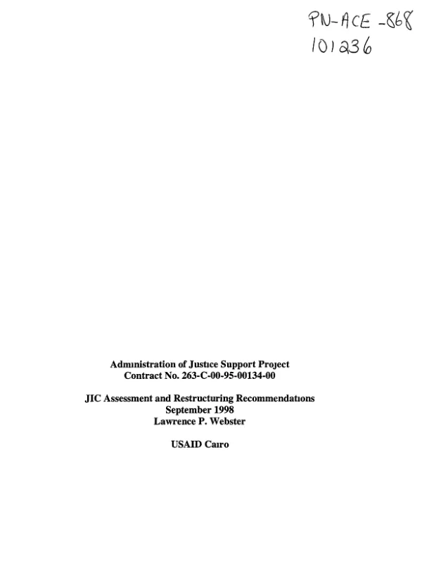 JIC [Judicial Information Center] assessment and restructuring recommendations