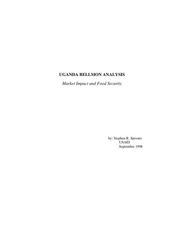 Uganda Bellmon analysis : market impact and food security