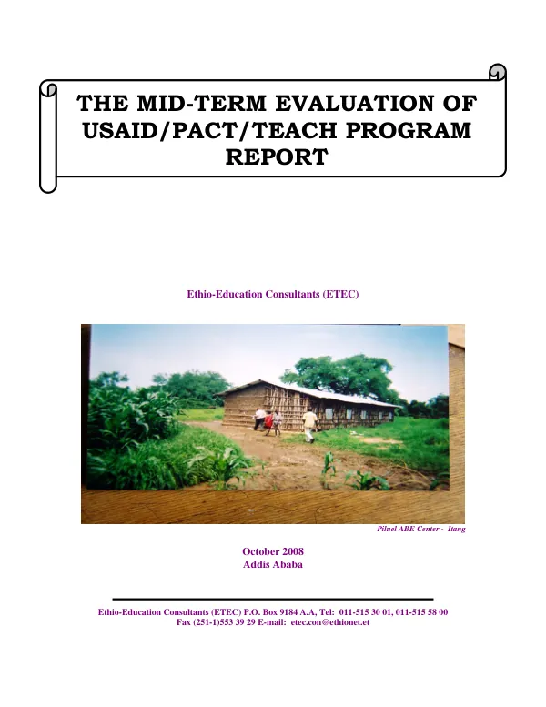 The mid-term evaluation of USAID/PACT/TEACH program