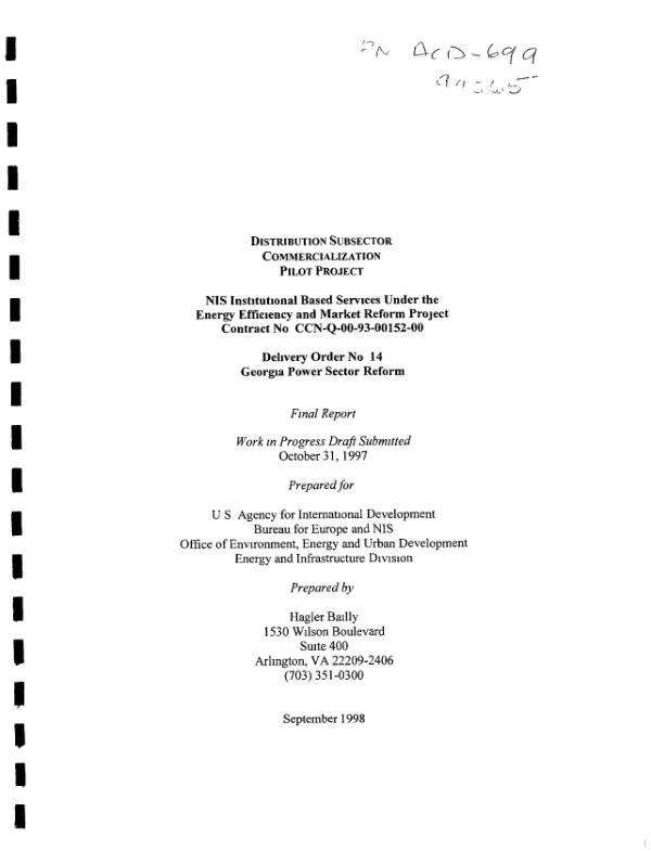 Distribution subsector : commercialization pilot project : final report
