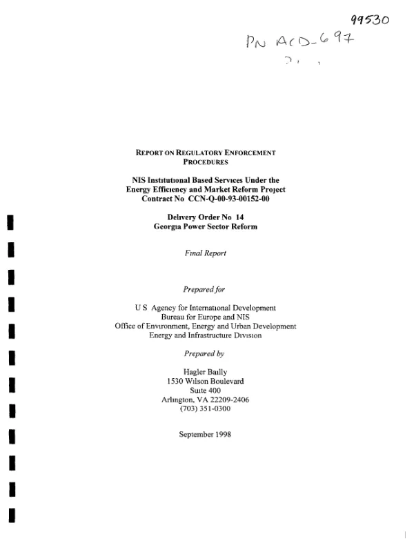 Report on regulatory enforcement procedures : final report