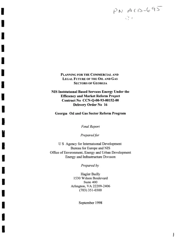 Planning for the commercial and legal future of the oil and gas sectors of Georgia : final report