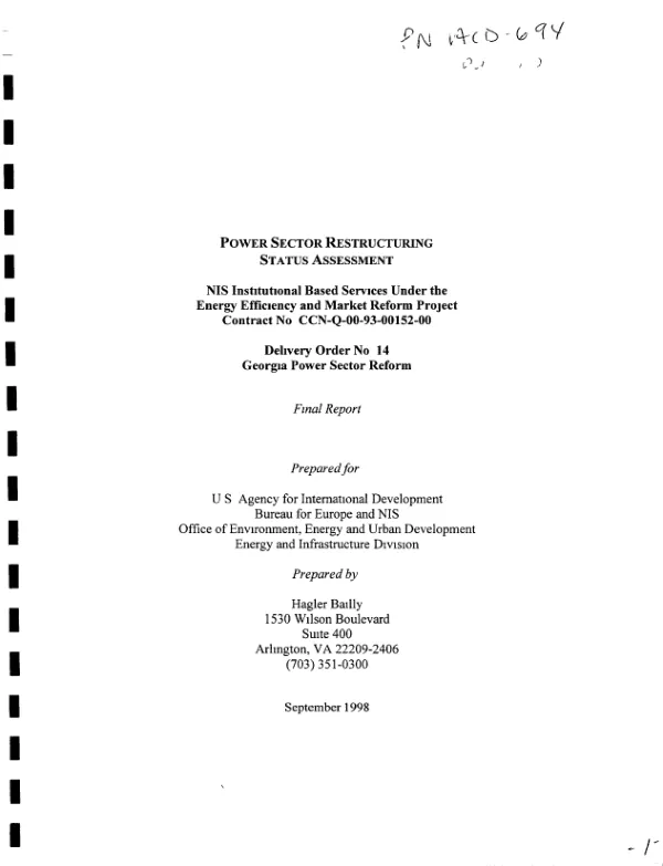 Power sector restructuring status assessment : final report