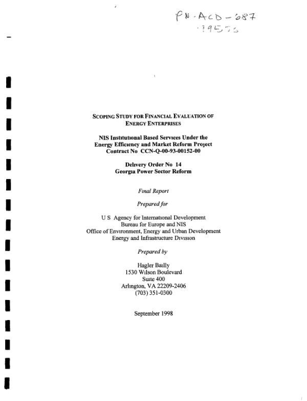 Scoping study for financial evaluation of energy enterprises : final report