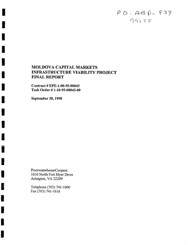 Moldova capital markets infrastructure viability project : final report