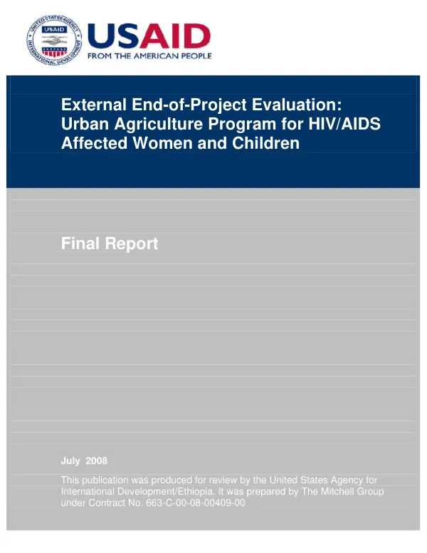 External end-of-project evaluation : urban agriculture program for HIV/AIDS affected women and children -- final report