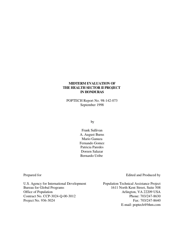 Midterm evaluation of the health sector II project in Honduras