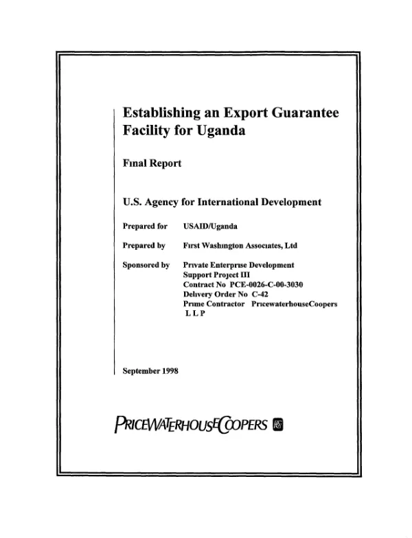 Establishing an export guarantee facility for Uganda : final report
