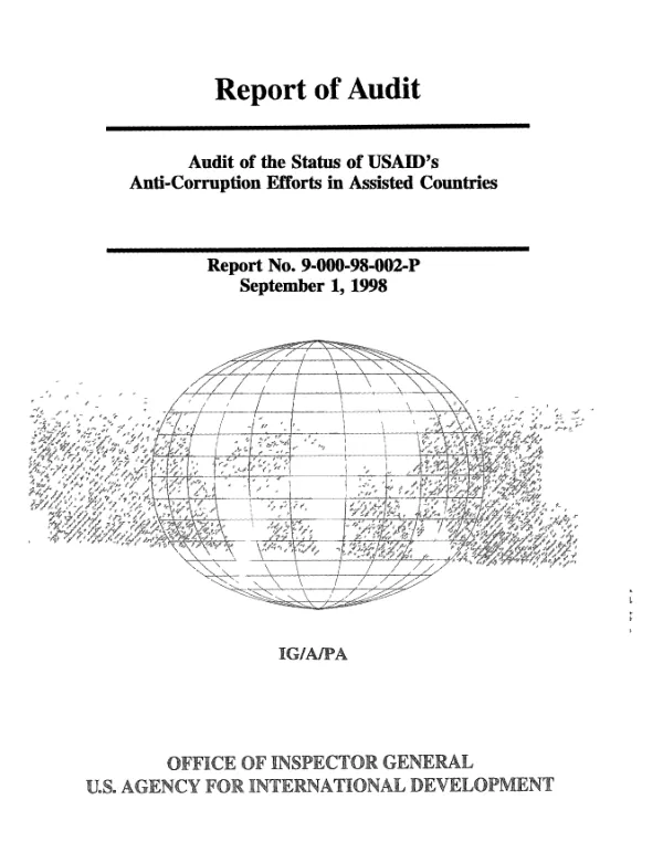 Audit of the status of USAID"s anti-corruption efforts in assisted countries