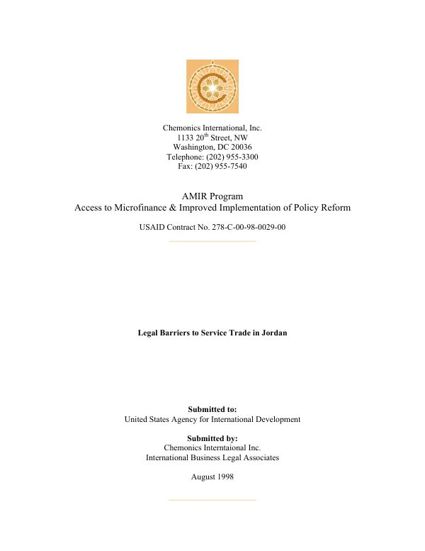 Legal barriers to service trade in Jordan