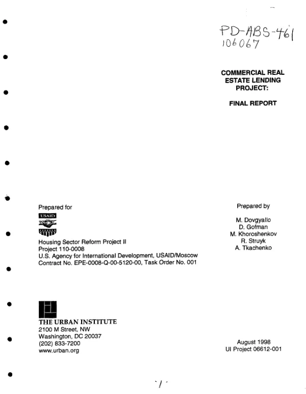 Commercial real estate lending project : final report