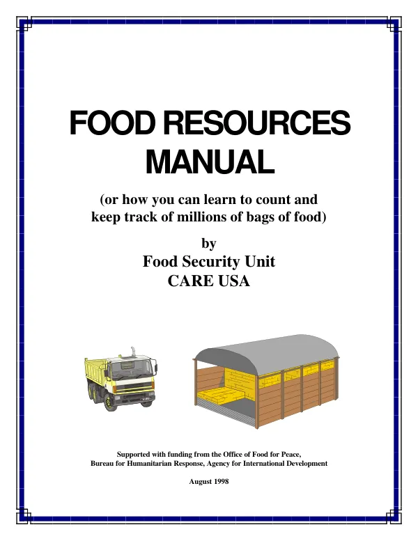 Food resources manual (or how you can learn to count and keep track of millions of bags of food)