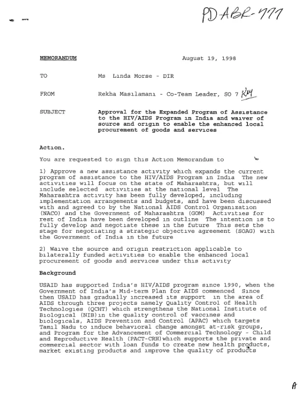 Maharashtra STD/AIDS and related infectious diseases program