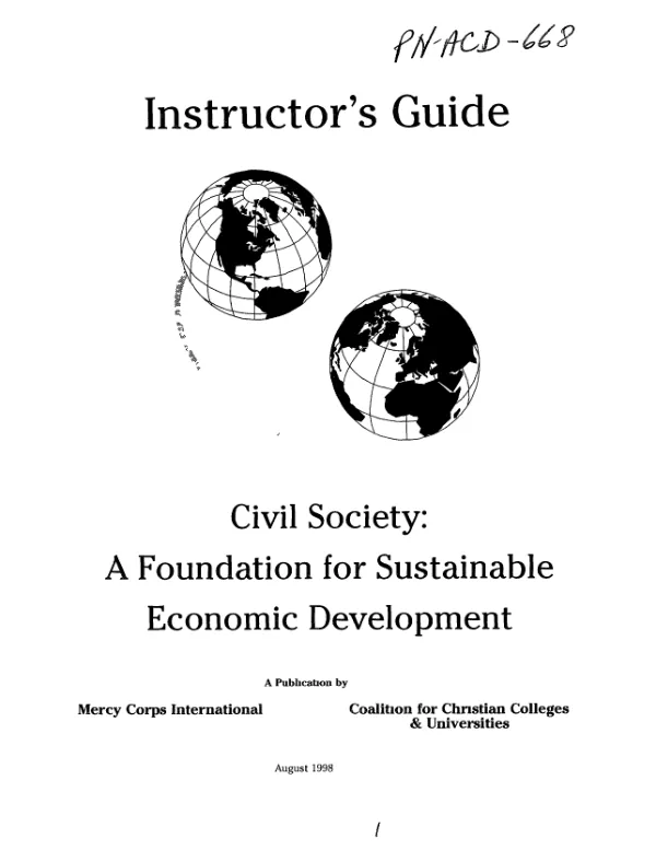 Instructor"s guide : civil society -- a foundation for sustainable economic development