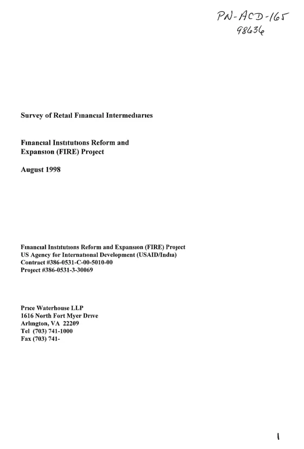 Survey of retail financial intermediaries