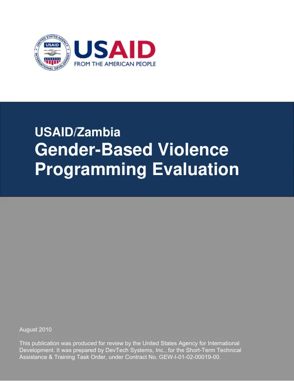 USAID/Zambia gender-based violence programming evaluation