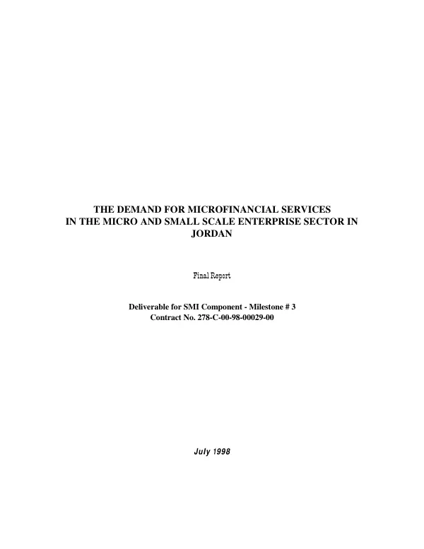 The demand for microfinancial services in the micro and small scale enterprise sector in Jordan