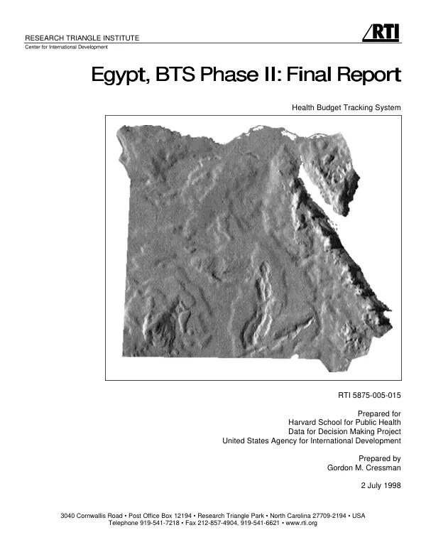Egypt, BTS [budget tracking system] phase II : final report -- health budget tracking system