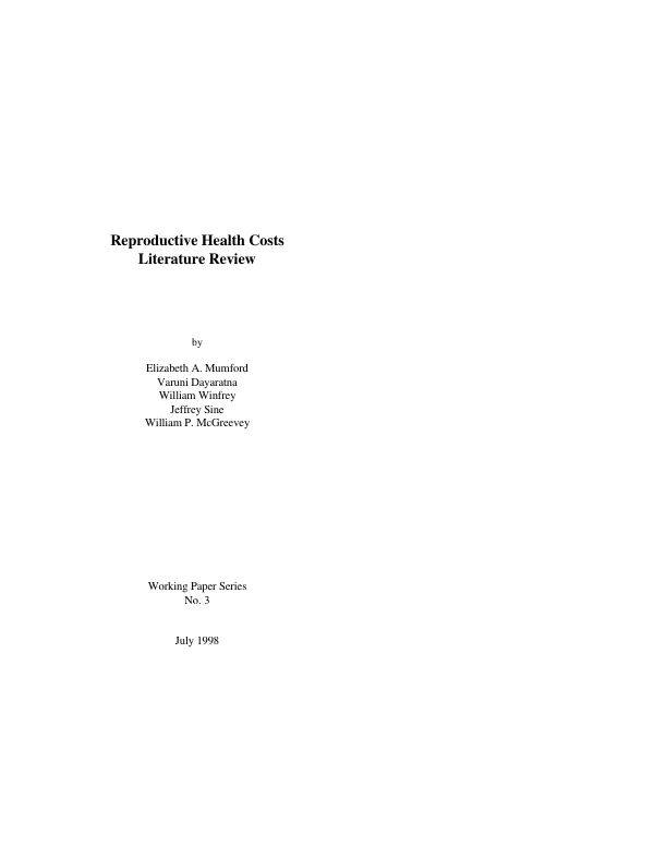 Reproductive health costs : literature review