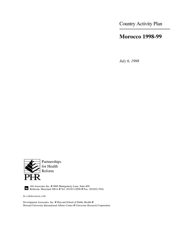 Country activity plan : strategy statement for Morocco, 1998-99