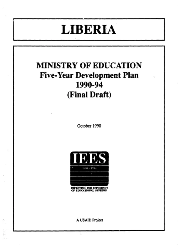 Liberia Ministry of Education five-year development plan--1990-94