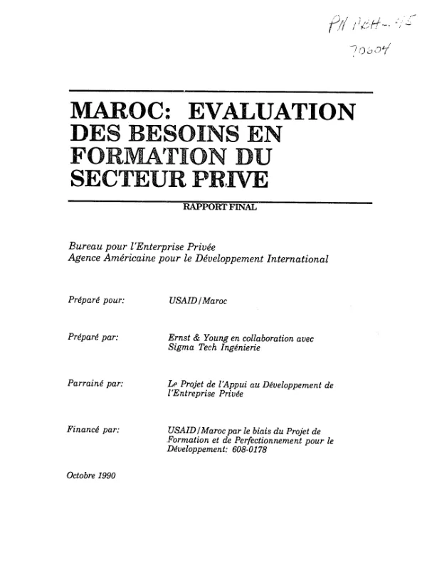 Maroc : evaluation des besoins en formation du secteur prive