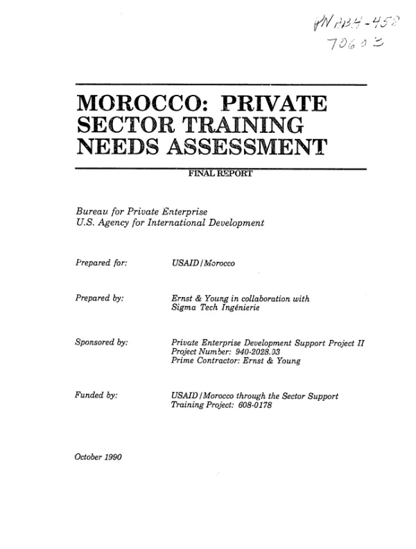 Morocco : private sector training needs assessment
