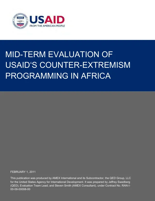 Mid-term evaluation of USAID's counter-extremism programming in Africa
